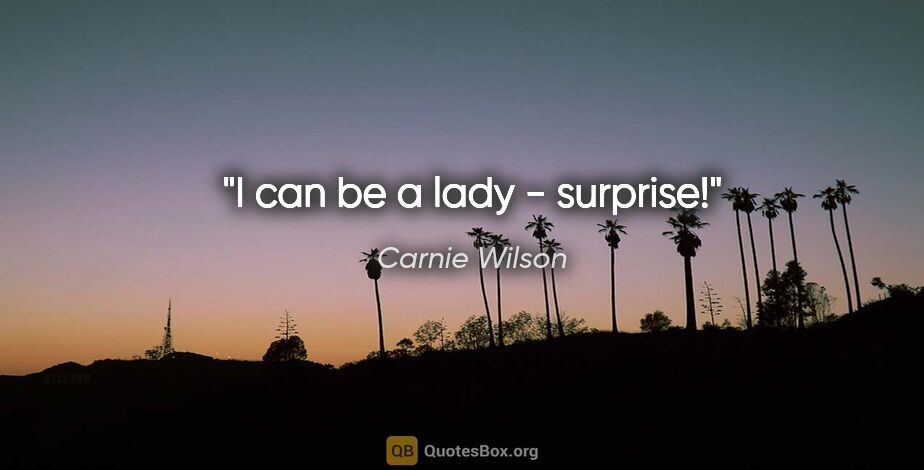 Carnie Wilson quote: "I can be a lady - surprise!"