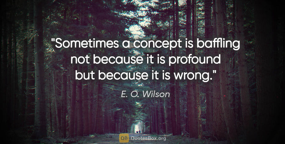 E. O. Wilson quote: "Sometimes a concept is baffling not because it is profound but..."