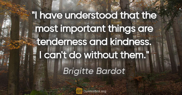 Brigitte Bardot quote: "I have understood that the most important things are..."