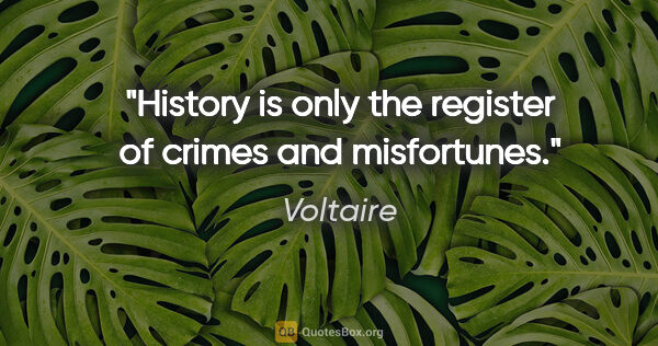 Voltaire quote: "History is only the register of crimes and misfortunes."