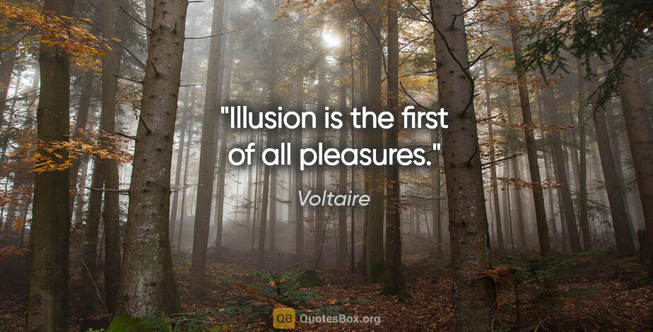 Voltaire quote: "Illusion is the first of all pleasures."