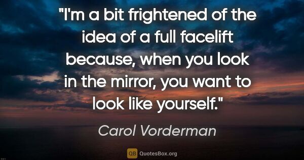 Carol Vorderman quote: "I'm a bit frightened of the idea of a full facelift because,..."