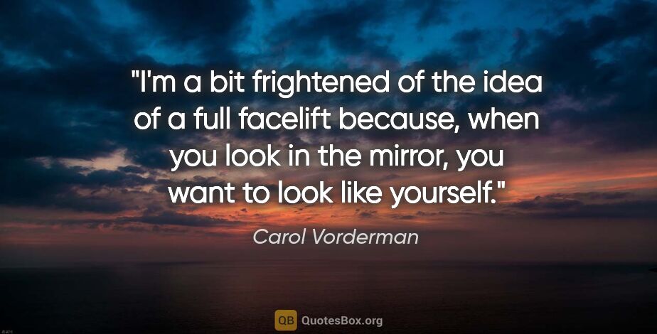 Carol Vorderman quote: "I'm a bit frightened of the idea of a full facelift because,..."