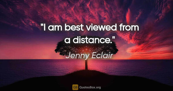 Jenny Eclair quote: "I am best viewed from a distance."