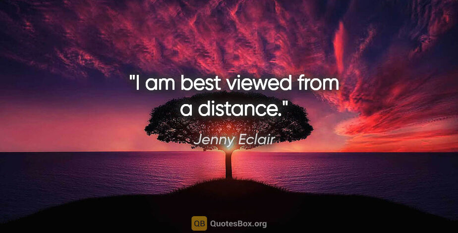 Jenny Eclair quote: "I am best viewed from a distance."