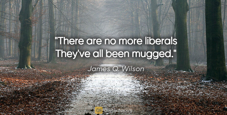 James Q. Wilson quote: "There are no more liberals They've all been mugged."