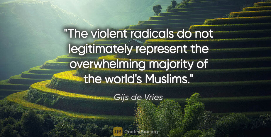 Gijs de Vries quote: "The violent radicals do not legitimately represent the..."
