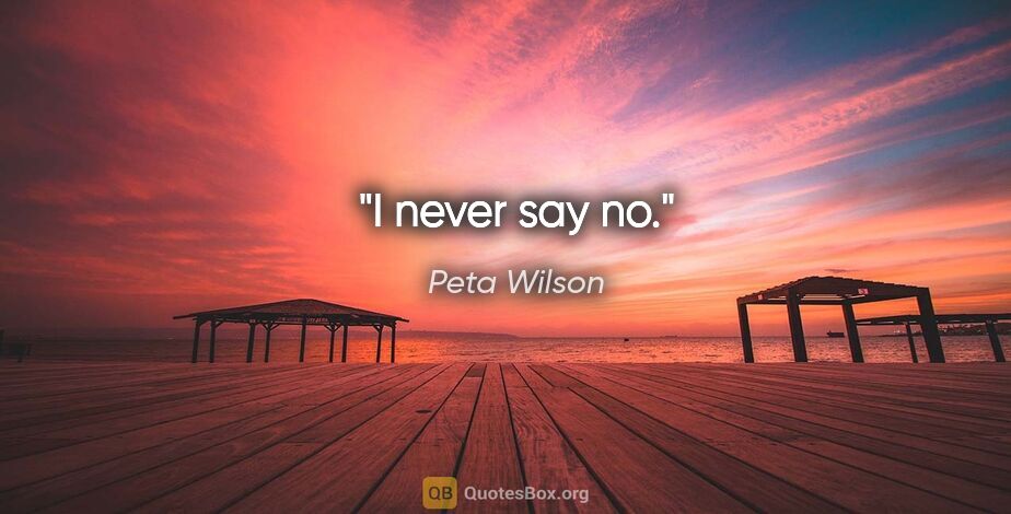 Peta Wilson quote: "I never say no."