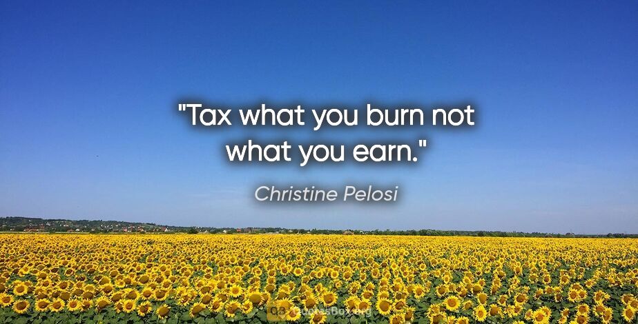 Christine Pelosi quote: "Tax what you burn not what you earn."