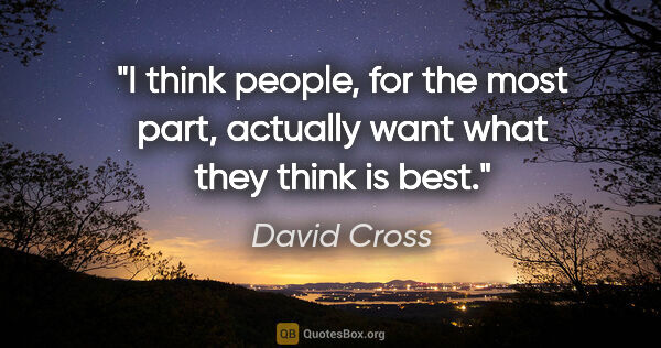 David Cross quote: "I think people, for the most part, actually want what they..."