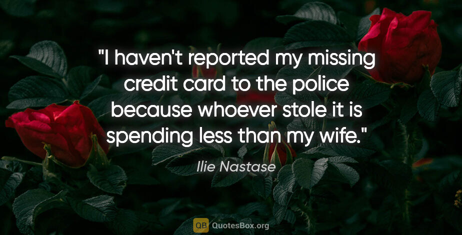Ilie Nastase quote: "I haven't reported my missing credit card to the police..."
