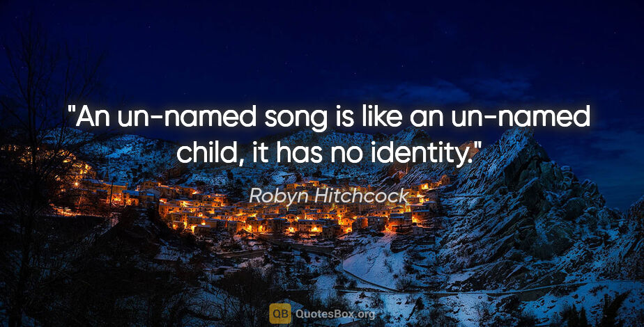 Robyn Hitchcock quote: "An un-named song is like an un-named child, it has no identity."