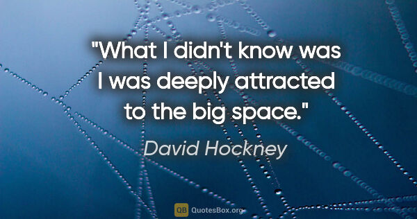 David Hockney quote: "What I didn't know was I was deeply attracted to the big space."