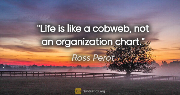 Ross Perot quote: "Life is like a cobweb, not an organization chart."