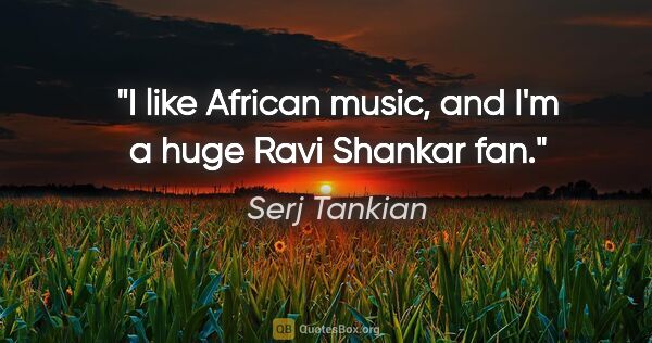 Serj Tankian quote: "I like African music, and I'm a huge Ravi Shankar fan."