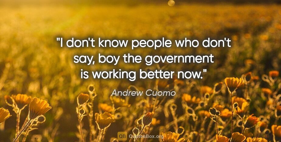 Andrew Cuomo quote: "I don't know people who don't say, boy the government is..."