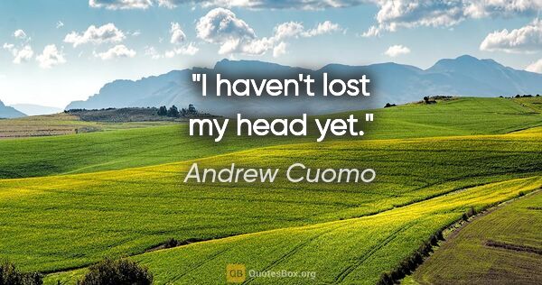 Andrew Cuomo quote: "I haven't lost my head yet."