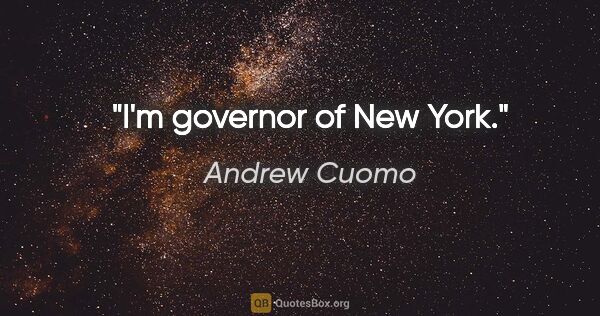Andrew Cuomo quote: "I'm governor of New York."