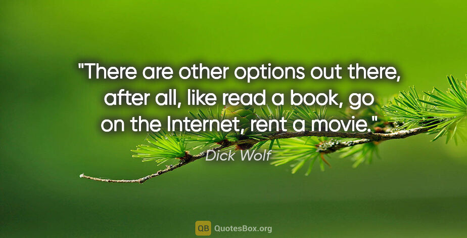Dick Wolf quote: "There are other options out there, after all, like read a..."