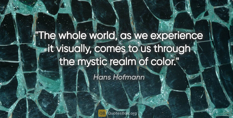Hans Hofmann quote: "The whole world, as we experience it visually, comes to us..."