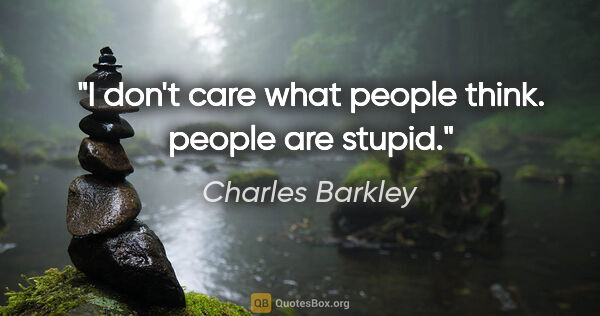 Charles Barkley quote: "I don't care what people think. people are stupid."