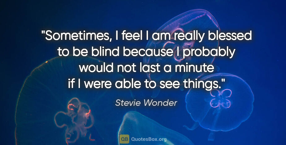 Stevie Wonder quote: "Sometimes, I feel I am really blessed to be blind because I..."