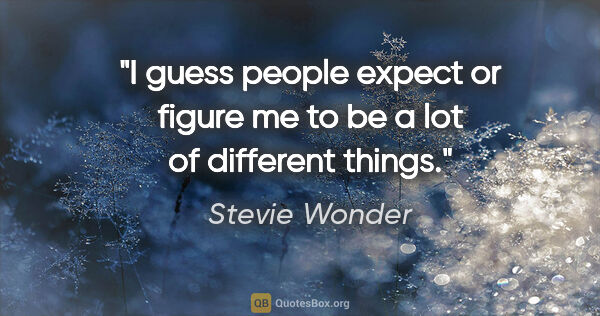 Stevie Wonder quote: "I guess people expect or figure me to be a lot of different..."