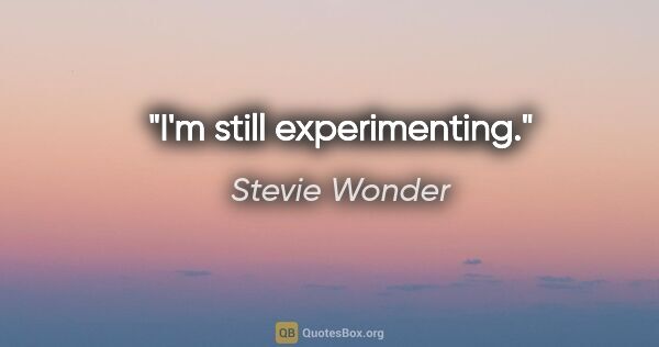 Stevie Wonder quote: "I'm still experimenting."