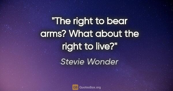 Stevie Wonder quote: "The right to bear arms? What about the right to live?"