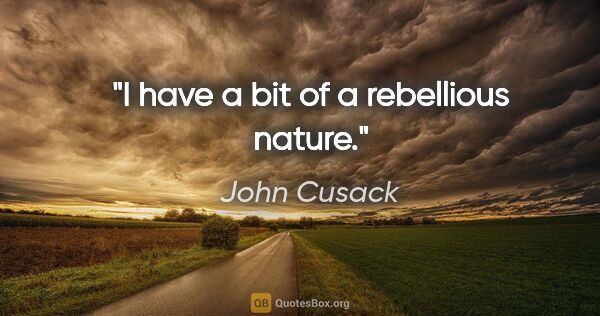 John Cusack quote: "I have a bit of a rebellious nature."