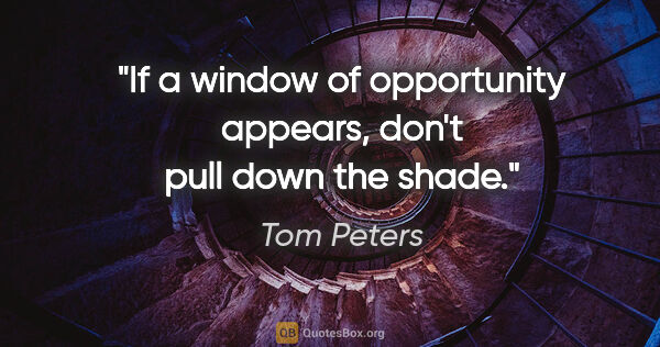 Tom Peters quote: "If a window of opportunity appears, don't pull down the shade."