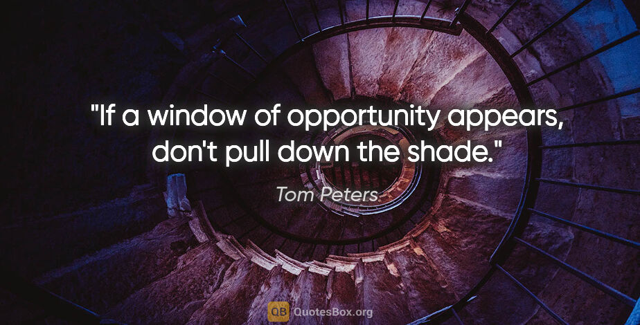 Tom Peters quote: "If a window of opportunity appears, don't pull down the shade."