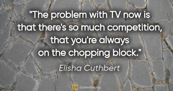 Elisha Cuthbert quote: "The problem with TV now is that there's so much competition,..."