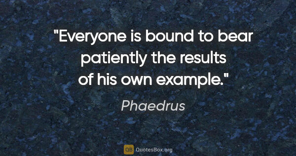 Phaedrus quote: "Everyone is bound to bear patiently the results of his own..."