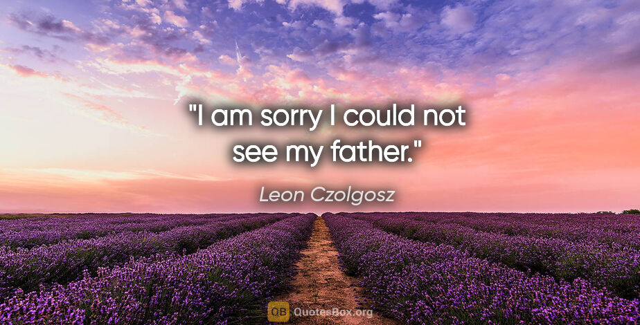 Leon Czolgosz quote: "I am sorry I could not see my father."