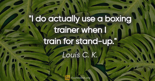 Louis C. K. quote: "I do actually use a boxing trainer when I train for stand-up."