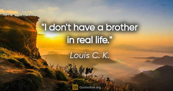 Louis C. K. quote: "I don't have a brother in real life."