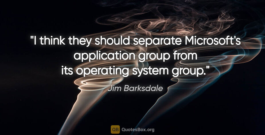 Jim Barksdale quote: "I think they should separate Microsoft's application group..."