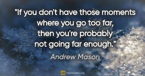 Andrew Mason quote: "If you don't have those moments where you go too far, then..."