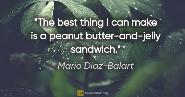 Mario Diaz-Balart quote: "The best thing I can make is a peanut butter-and-jelly sandwich."