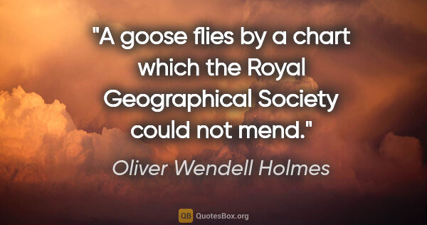 Oliver Wendell Holmes quote: "A goose flies by a chart which the Royal Geographical Society..."