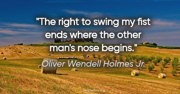 Oliver Wendell Holmes Jr. quote: "The right to swing my fist ends where the other man's nose..."