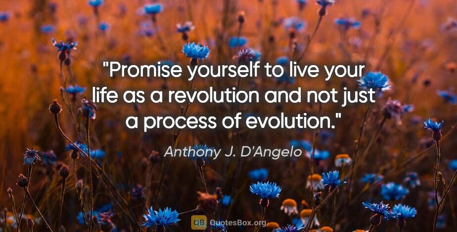 Anthony J. D'Angelo quote: "Promise yourself to live your life as a revolution and not..."