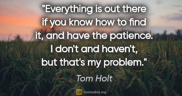 Tom Holt quote: "Everything is out there if you know how to find it, and have..."