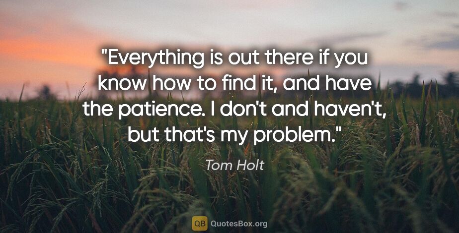 Tom Holt quote: "Everything is out there if you know how to find it, and have..."