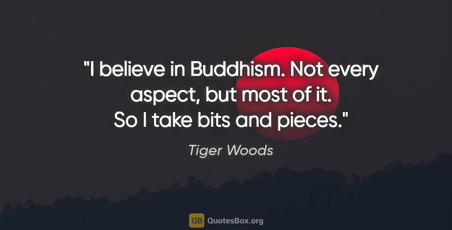Tiger Woods quote: "I believe in Buddhism. Not every aspect, but most of it. So I..."