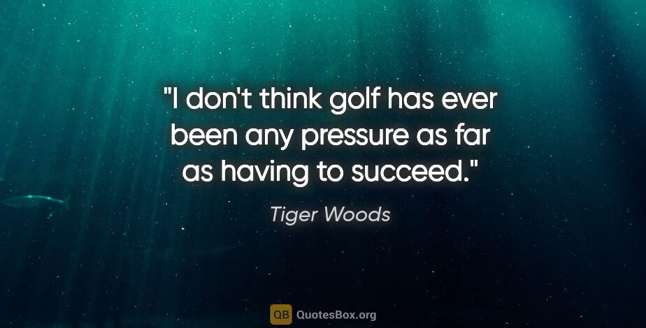 Tiger Woods quote: "I don't think golf has ever been any pressure as far as having..."