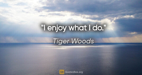 Tiger Woods quote: "I enjoy what I do."
