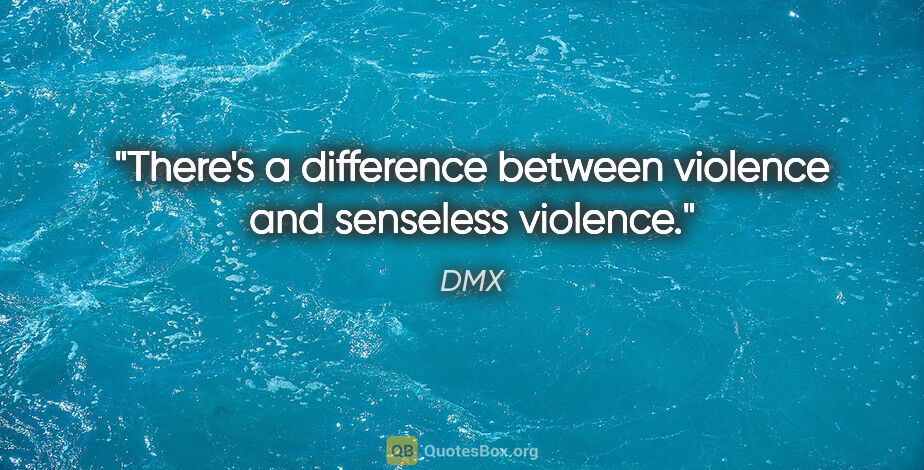 DMX quote: "There's a difference between violence and senseless violence."