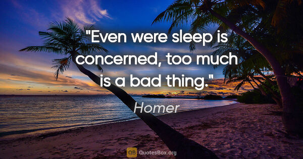 Homer quote: "Even were sleep is concerned, too much is a bad thing."